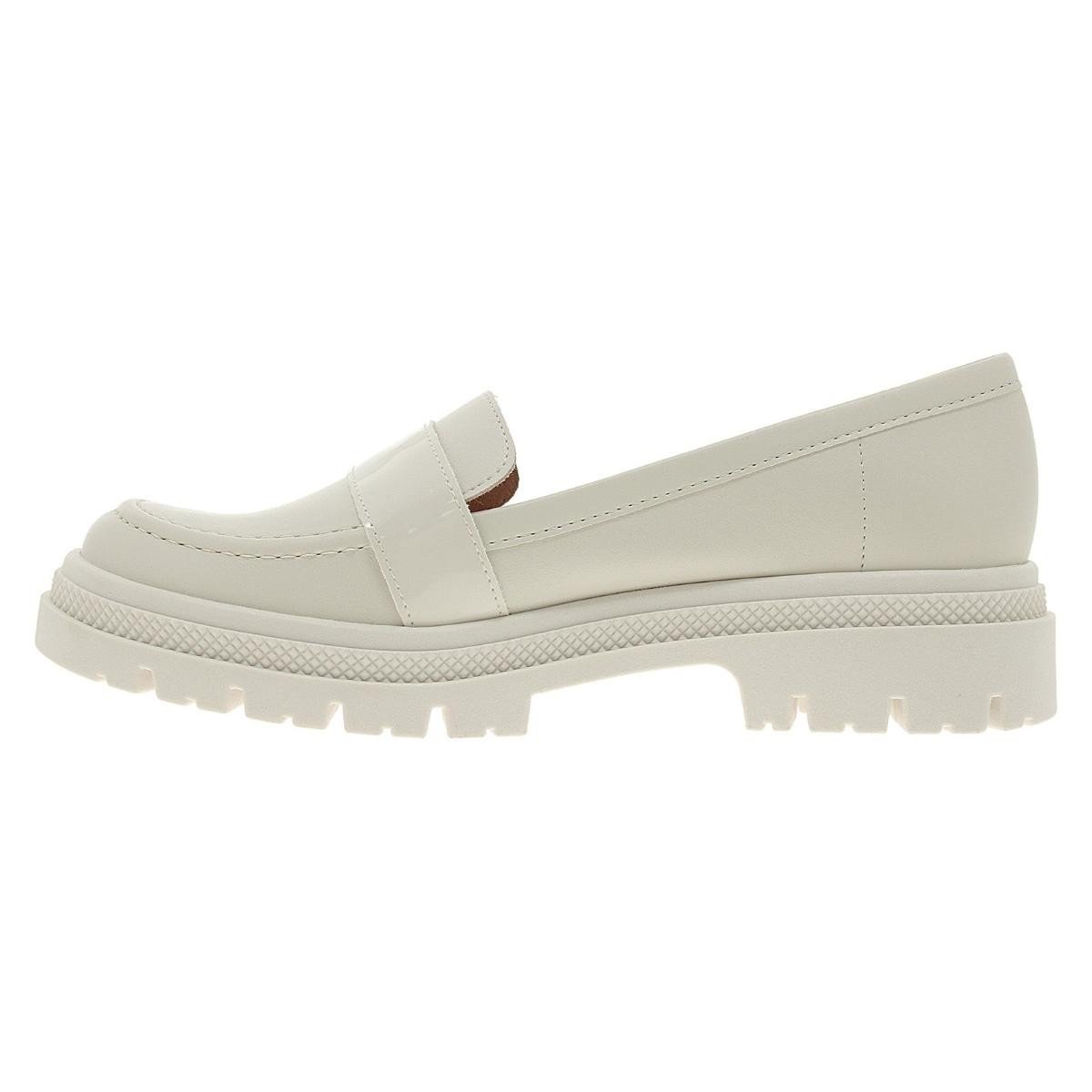 Mocassim Moleca 5775.106 LoaferTratorado Feminino Branco 2