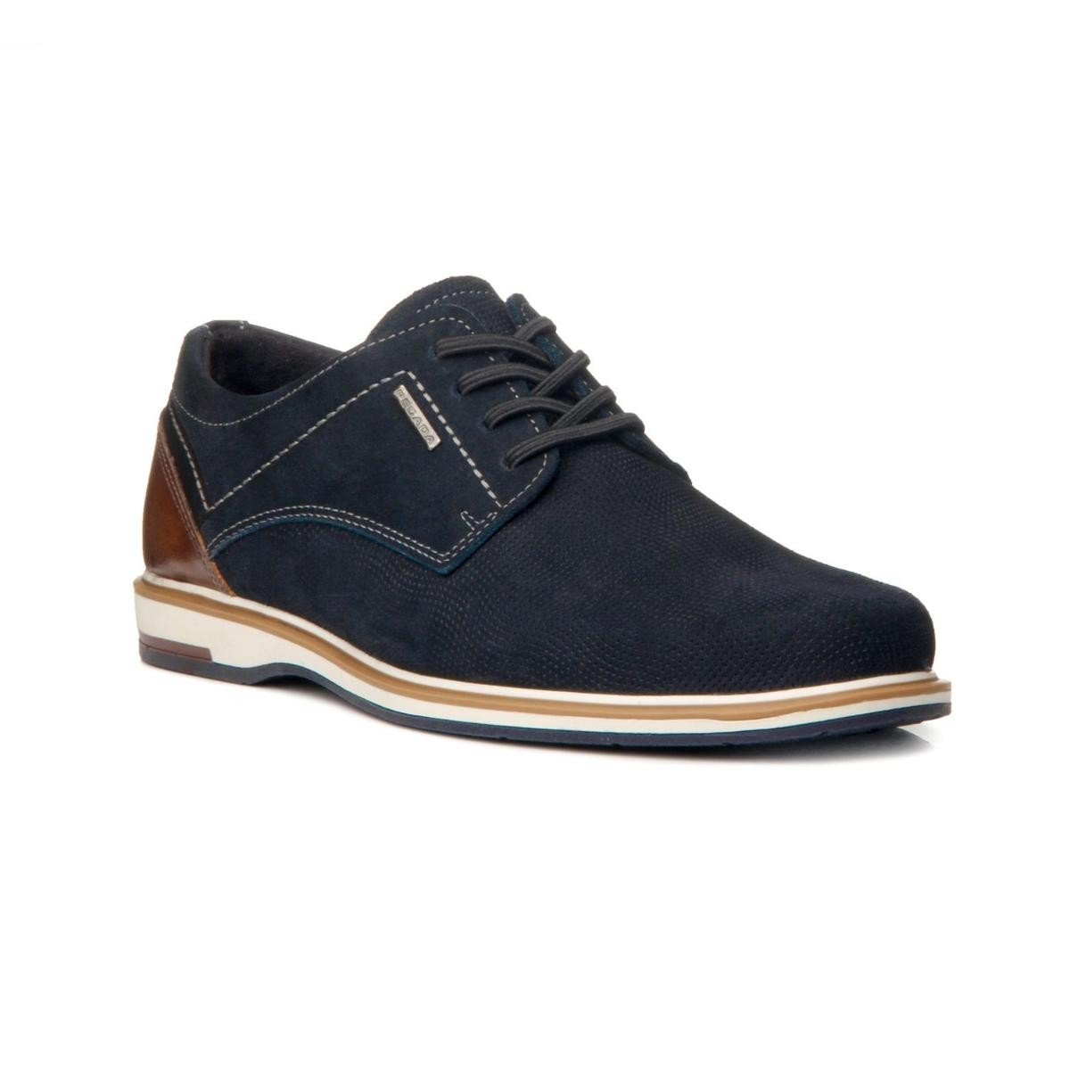 Sapato Pegada 125111-07 Oxford Cadarço Masculino Azul 3