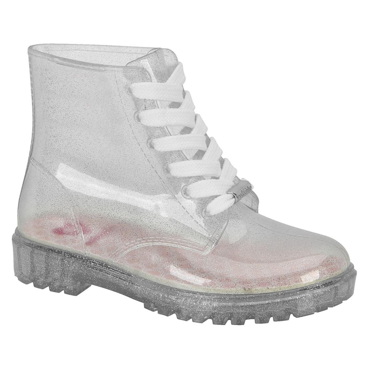 Bota Molekinha 2176.206 Coturno Tratorado Infantil Prata 1
