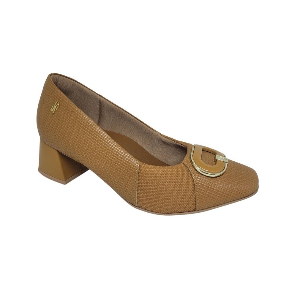 Sapato Usaflex Ah0609001 Joanetes Salto Bloco Feminino Marrom 1