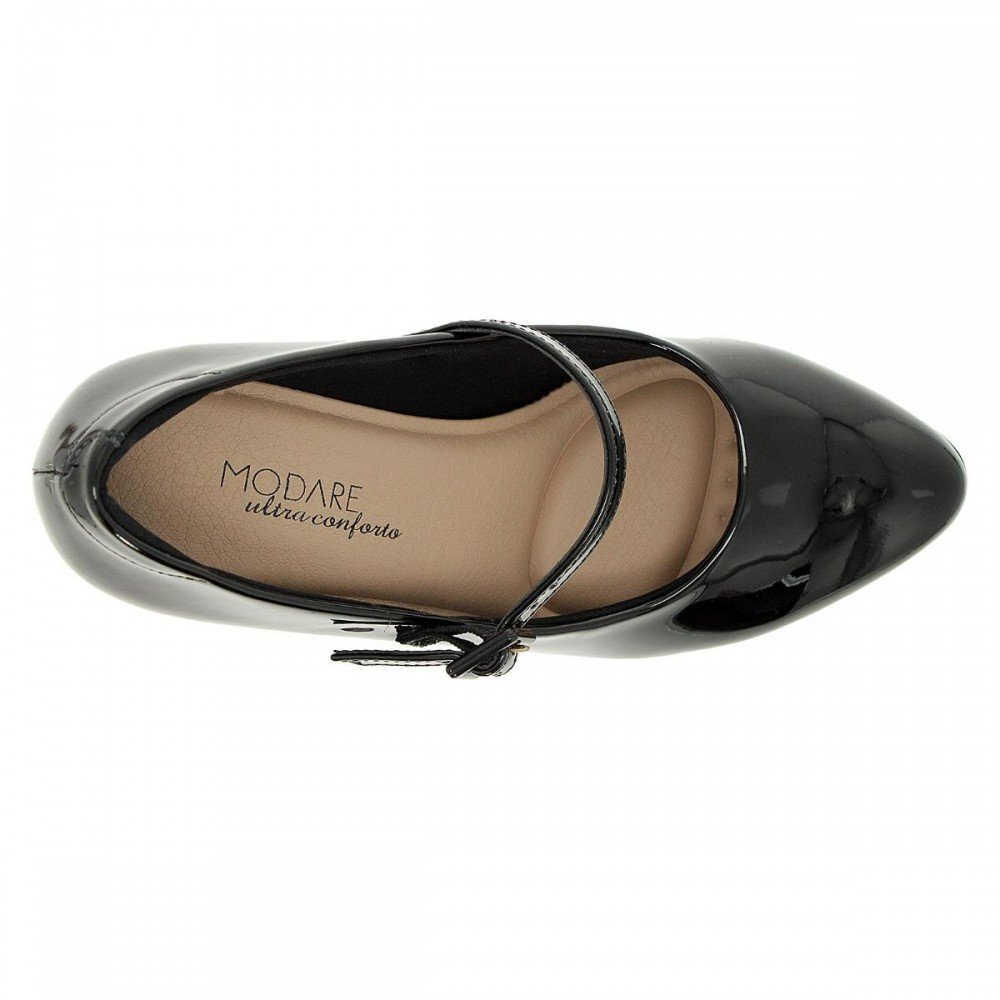 Sapato Modare Ultraconforto 7377.118 Scarpin Verniz Feminino Preto 6
