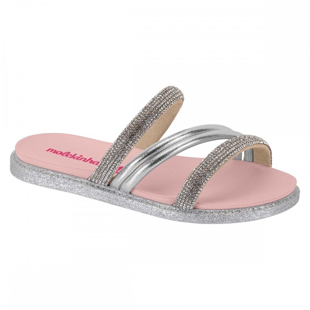 Chinelo Molekinha 2312.1059 Papete Infantil Prata 1