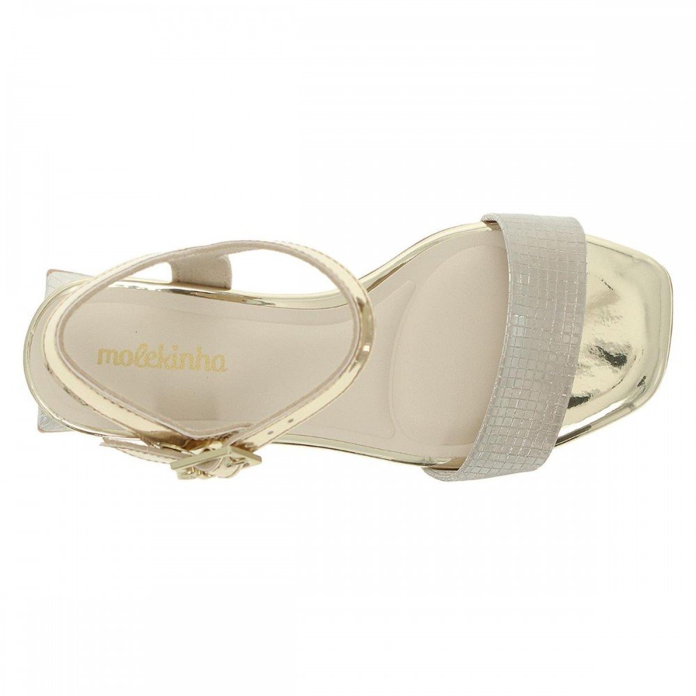 Sandalia Molekinha 2347.100.27705 Salto Grosso Infantil Dourado 6