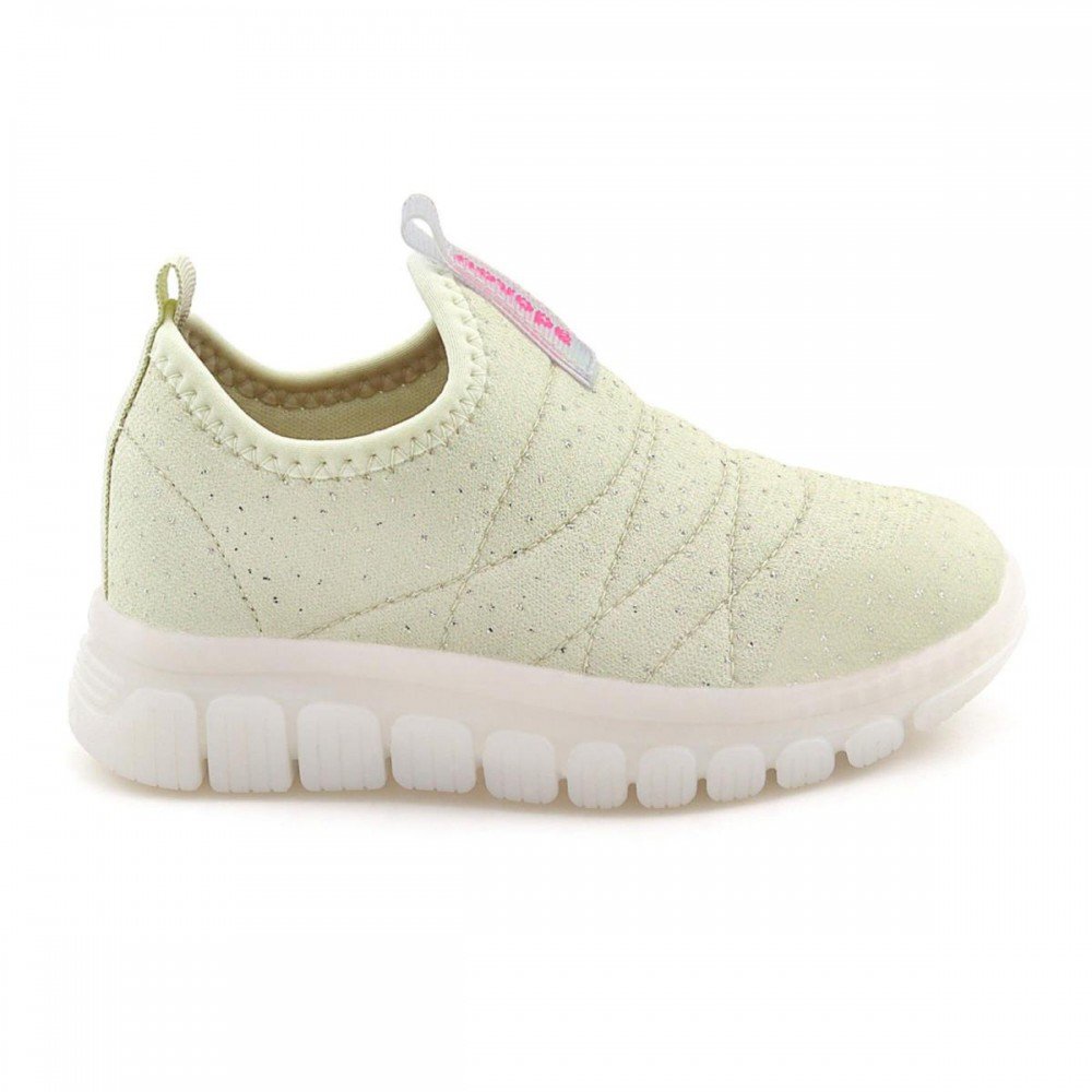Tenis Novopé 99001013 Gliter 2258 Led Infantil Bege 2