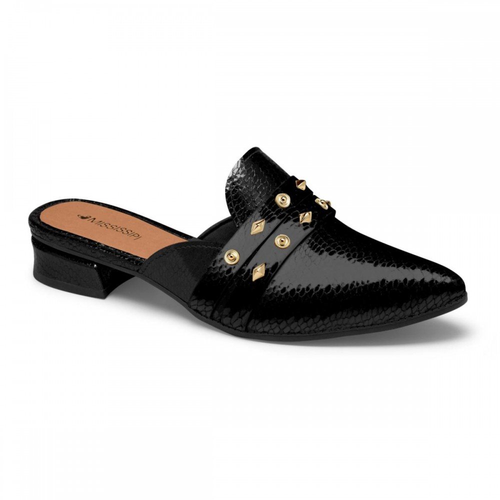Sapato Mississipi Mc881 Mule Salto Feminino Preto 1