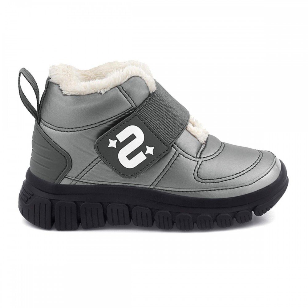 Bota Novopé 99001589 3799 Led Forrada Lã Pelinho Infantil Prata 2