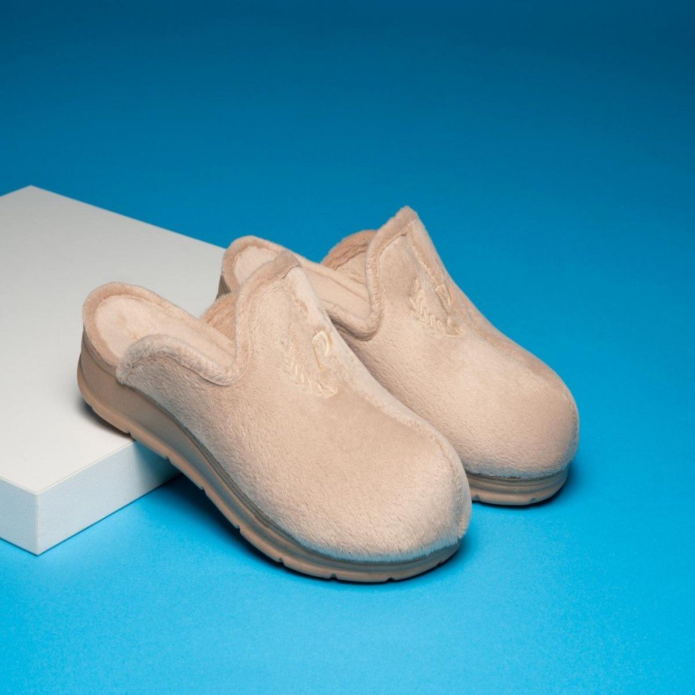 Pantufa Pegada 266012-01 Chinelo de Lã Feminino Bege 2