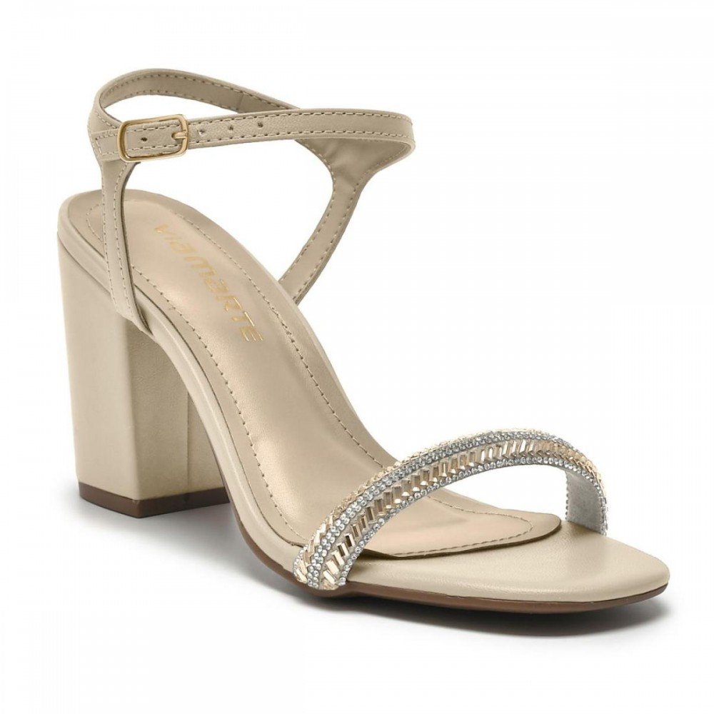 Sandalia Via Marte 164-016-01 Salto Bloco Feminino