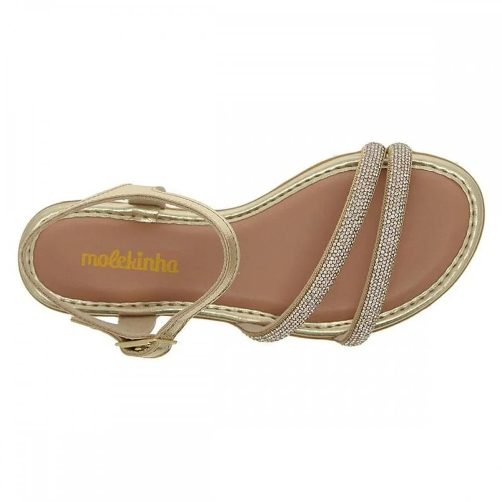 Sandalia Molekinha 2157.1203 Menina Infantil Dourado 4