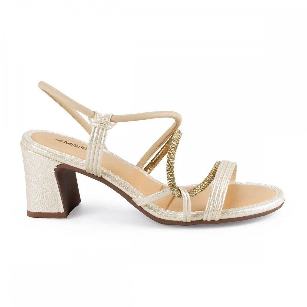 Sandalia Mississipi Mc415 Salto Bloco Feminino Bege 4