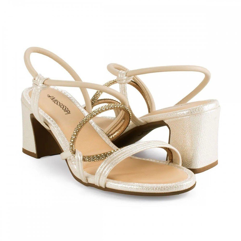 Sandalia Mississipi Mc415 Salto Bloco Feminino Bege 5