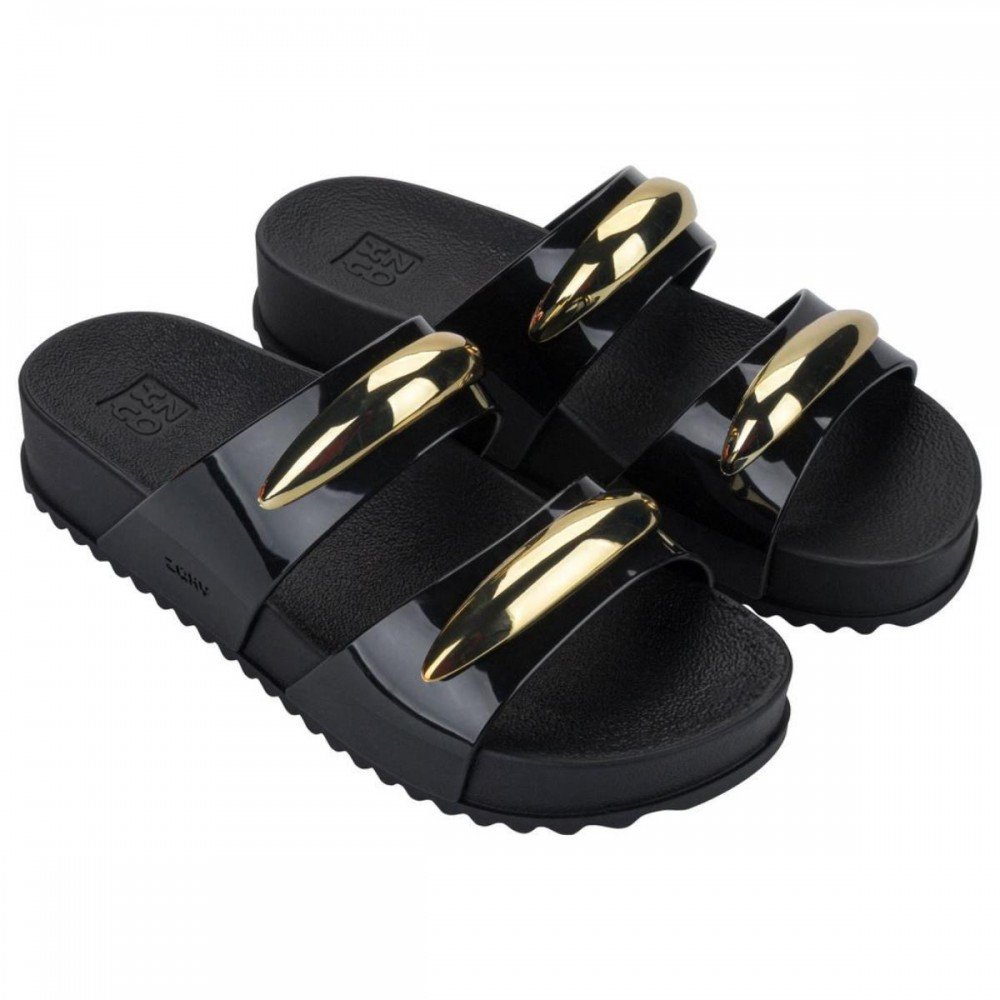 Chinelo Zaxy 19272 Metal Flatform Feminino Preto 2