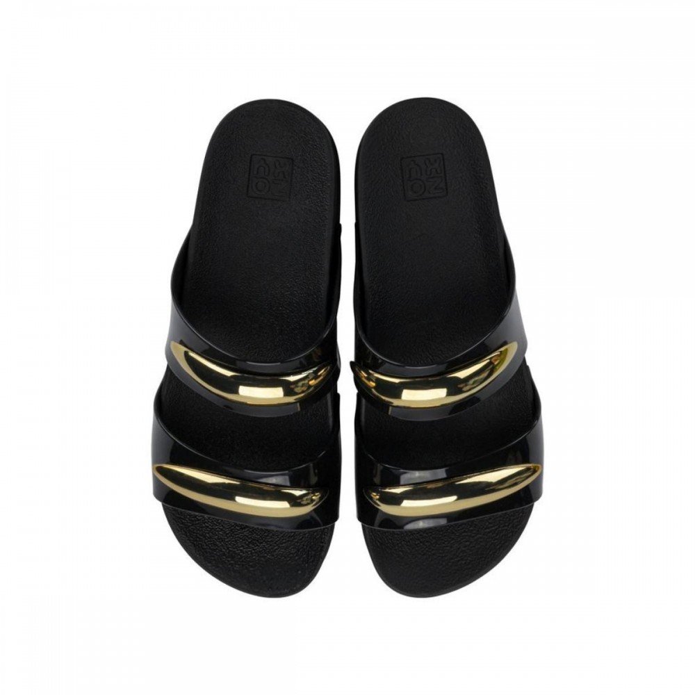 Chinelo Zaxy 19272 Metal Flatform Feminino Preto 3