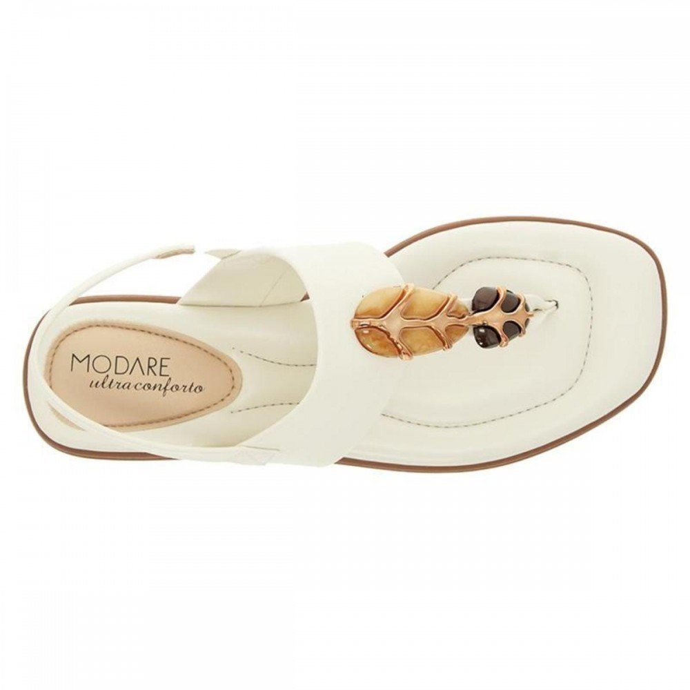 Sandalia Modare 7212.103 Rasteira Pedras Feminino Off White 2