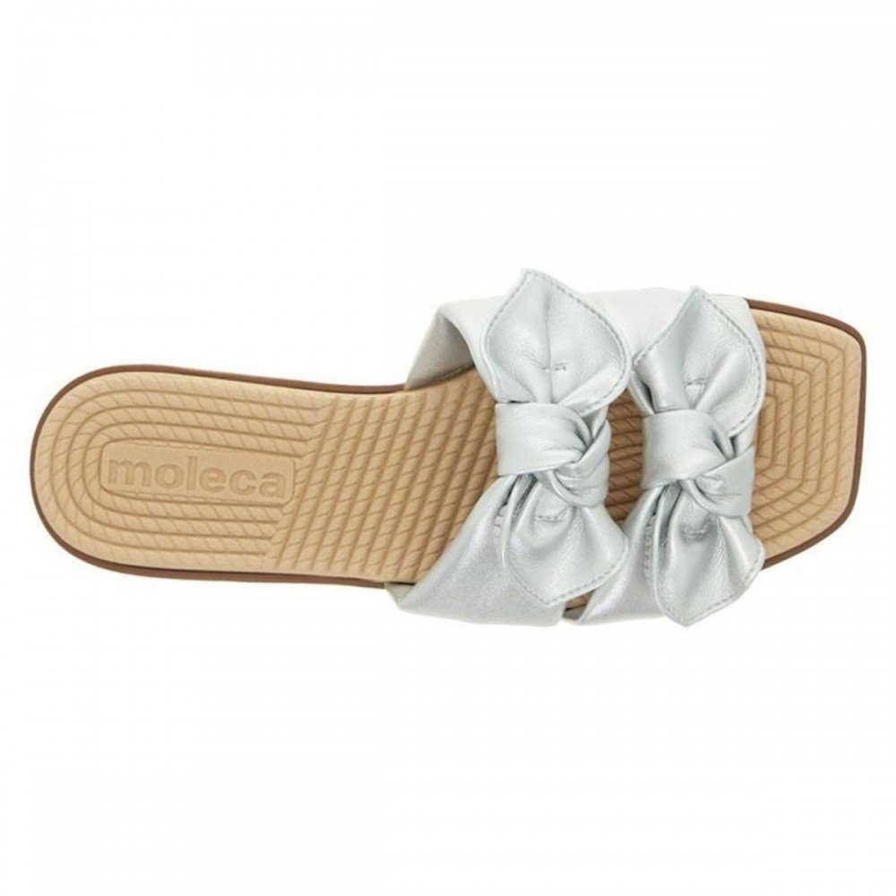 Chinelo Moleca 5558.104.30835 Slide Metalizado Feminino Prata 5