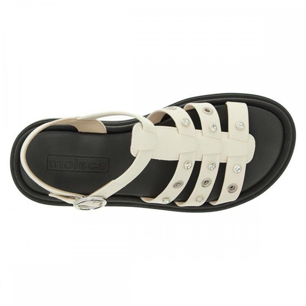 Sandalia Moleca 5504.115 Tratorada Feminino Off White 5