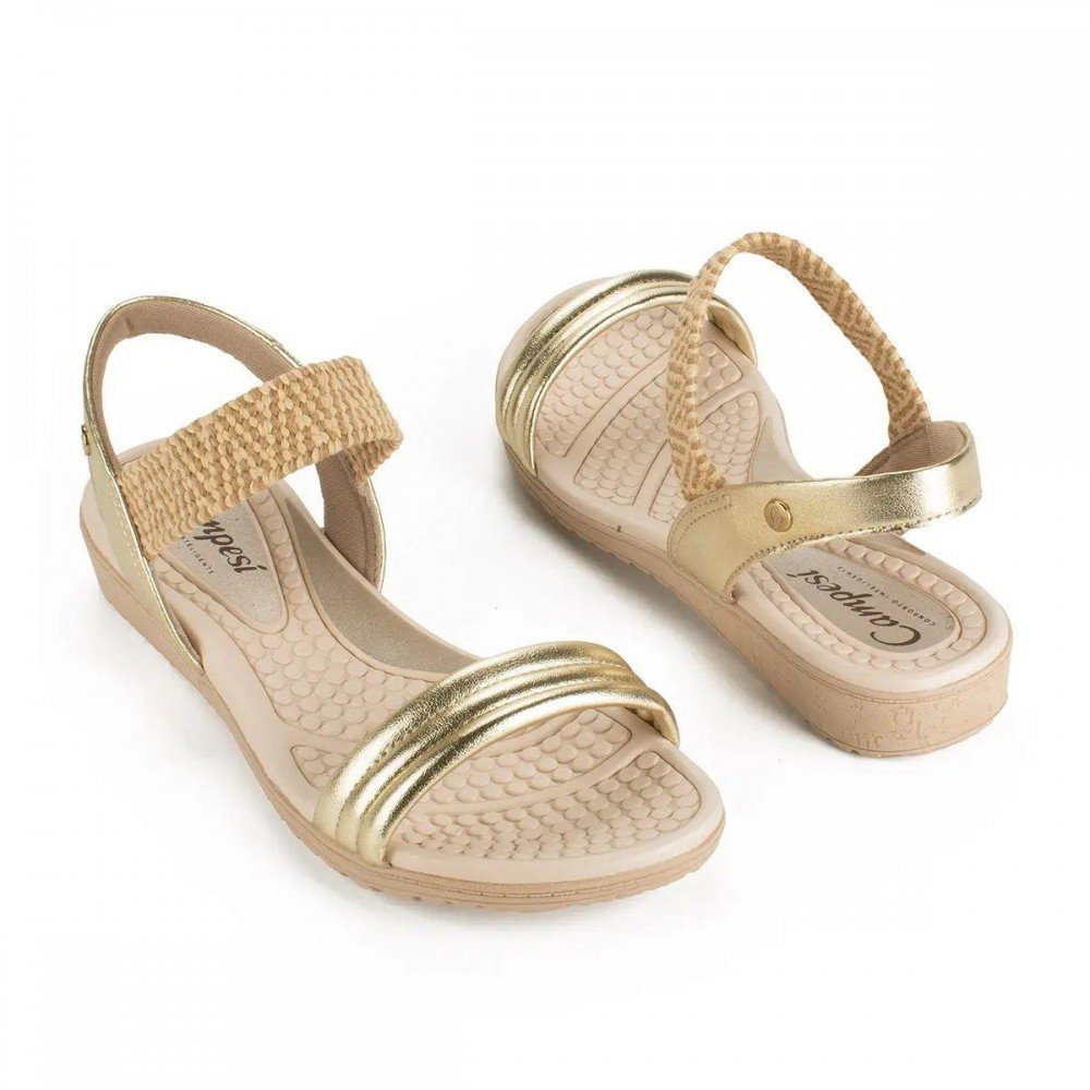 Sandalia Campesí Ce161 Papete Feminino Dourado 5