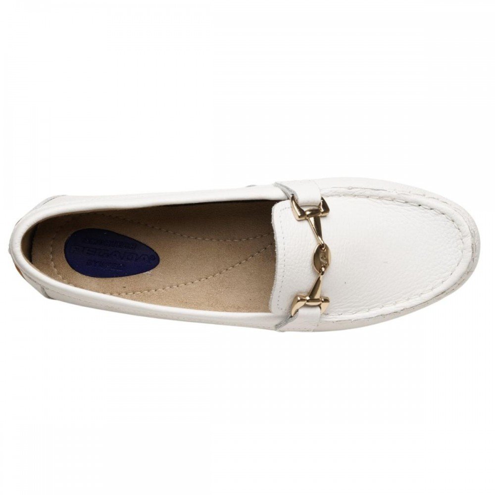 Sapato Pegada 249007-01 Mocassim Feminino Branco 4