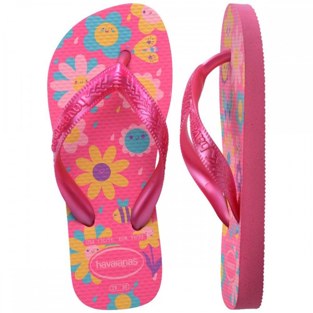 Chinelo Havaianas Kids Flores 4000052293 Rosa 4