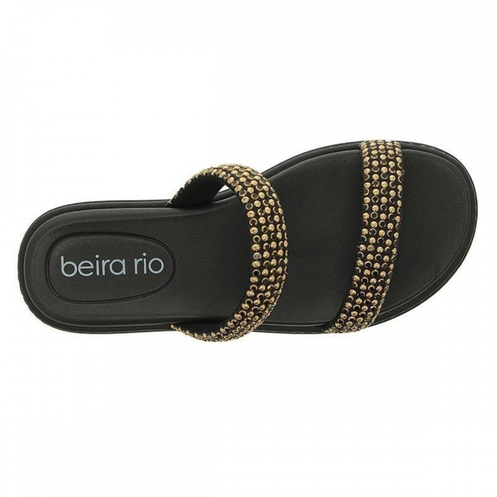 Chinelo Beira Rio 8488.122.30000 Papete Feminino Preto/Dourado 7