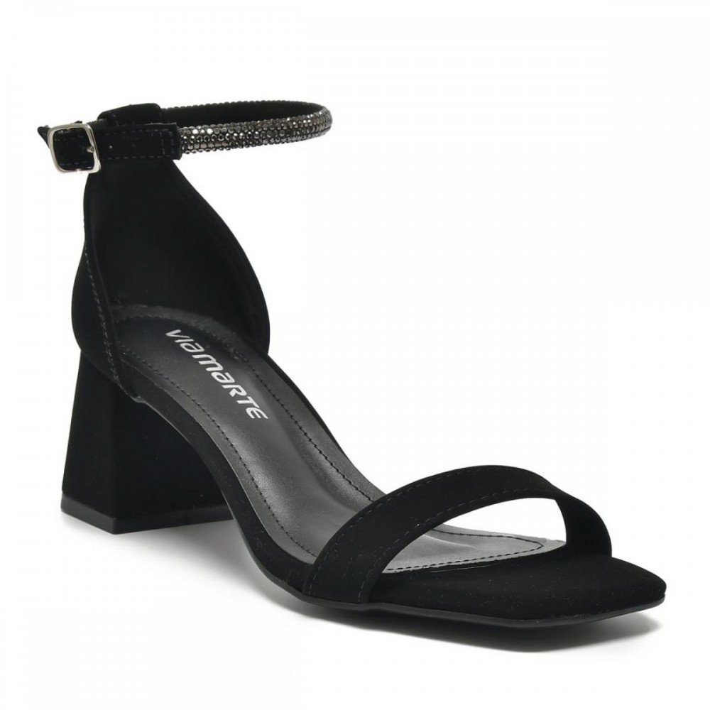 Sandalia Via Marte 171-038-01 Salto Bloco Nobuck Feminino
