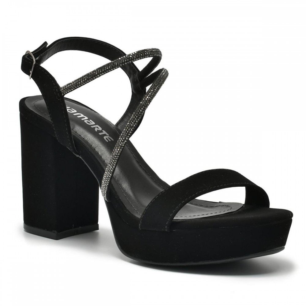 Sandalia Via Marte 141-023-01 Meia Pata Salto Nobuck Feminino