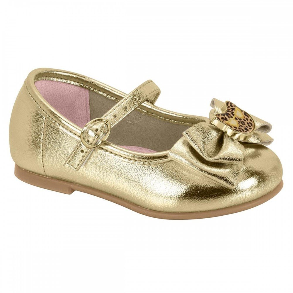 Sapatilha Molekinha 2106.1078 Dourado Menina Infantil