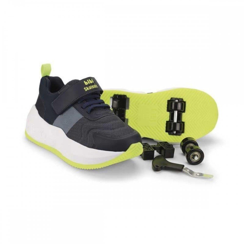 Tenis Bibi Skatenis 1243015 Rodinha Menino Infantil Azul Marinho 2