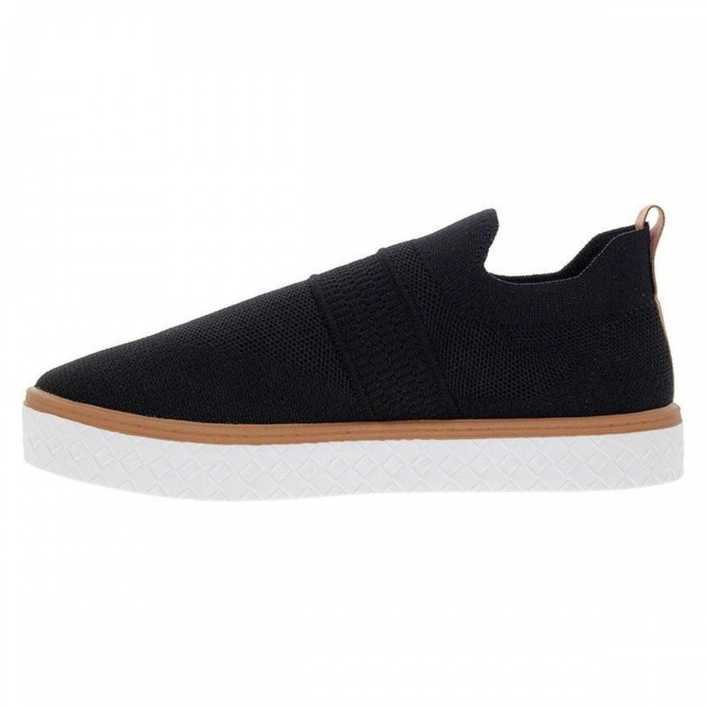 Tenis Moleca 5712.236 Slip On Calce Fácil Knit Feminino Preto 2