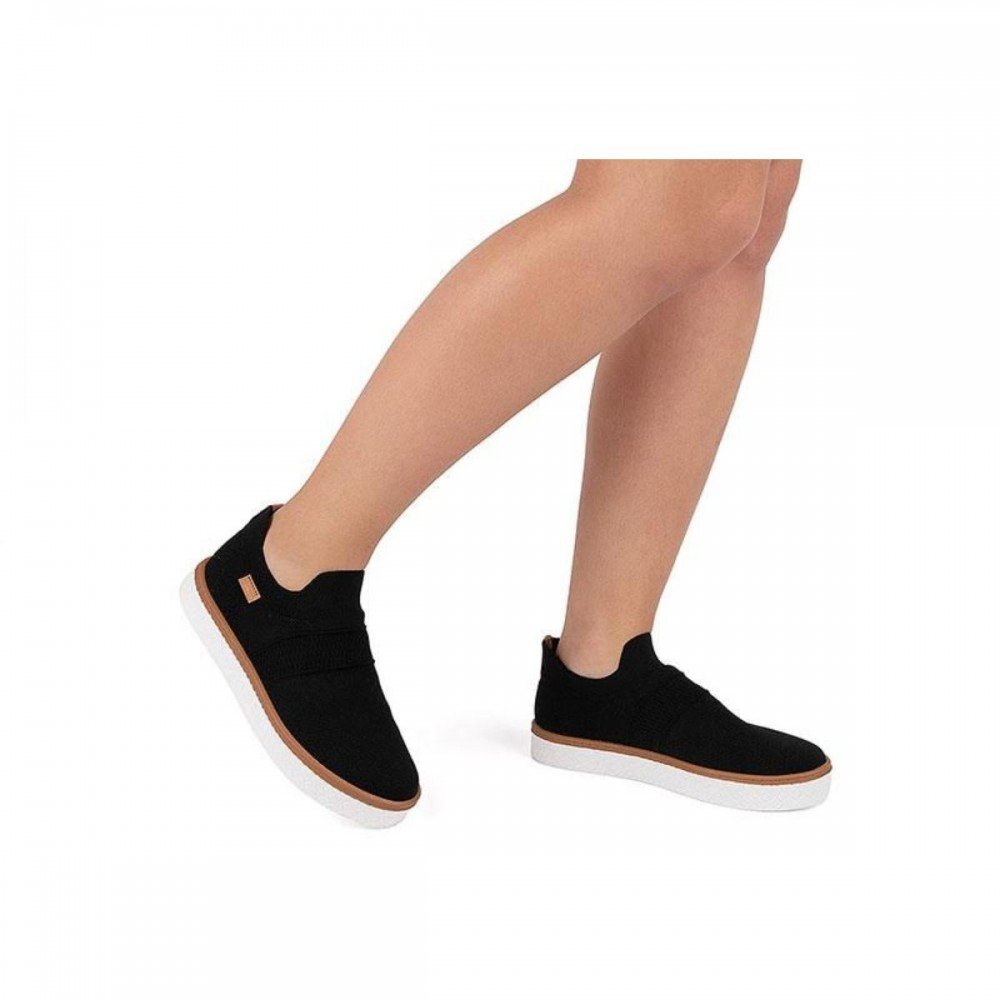 Tenis Moleca 5712.236 Slip On Calce Fácil Knit Feminino Preto 3