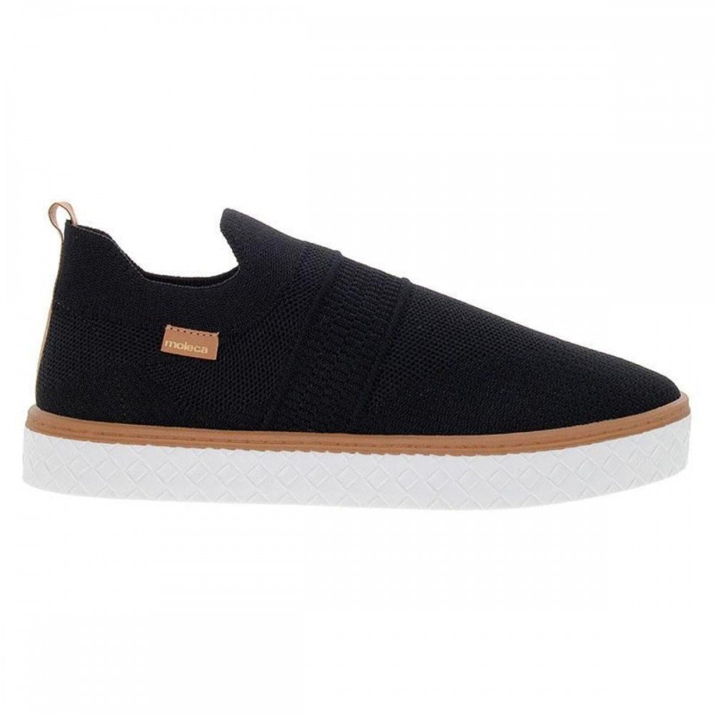 Tenis Moleca 5712.236 Slip On Calce Fácil Knit Feminino Preto 4