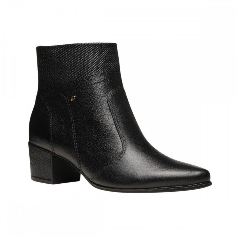 Bota Pegada 280906-05 Salto Bloco Cano Curto Feminino Preto 3