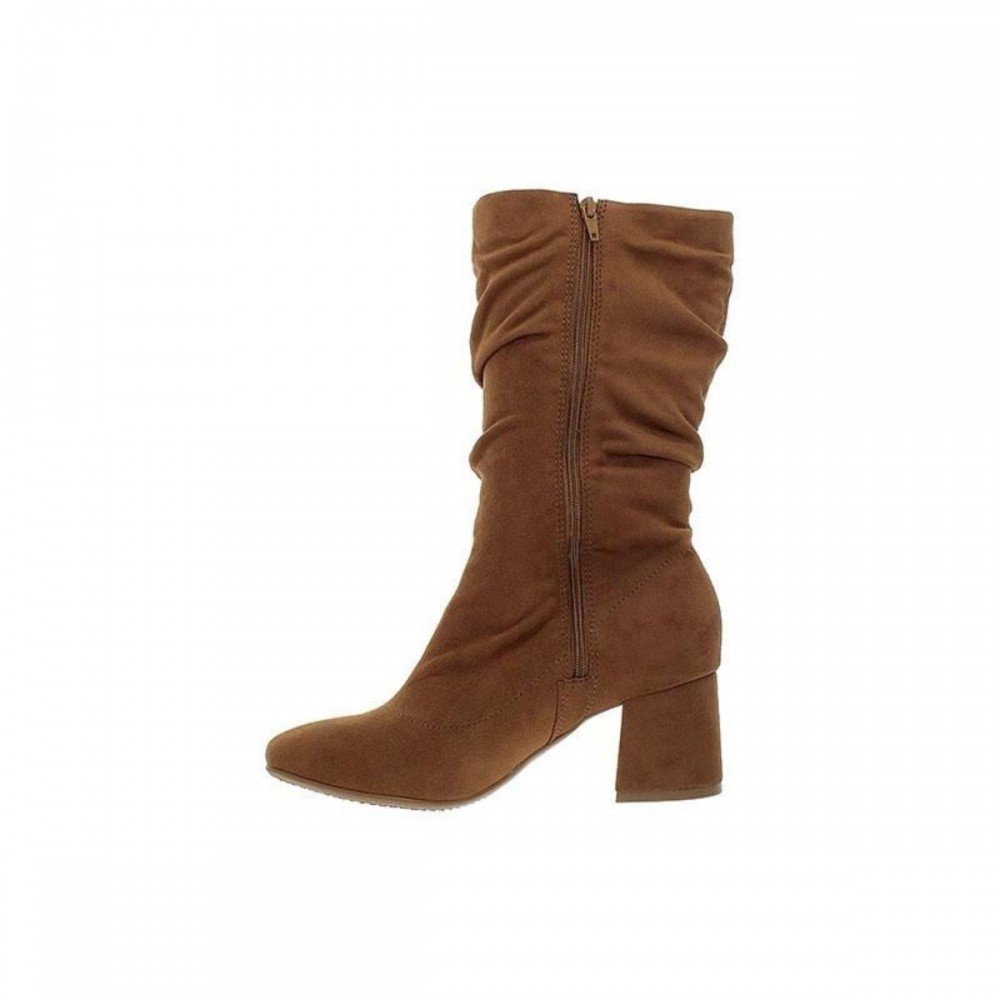 Bota Beira Rio 9076.112 Salto Bloco Camurça Feminino Caramelo 2