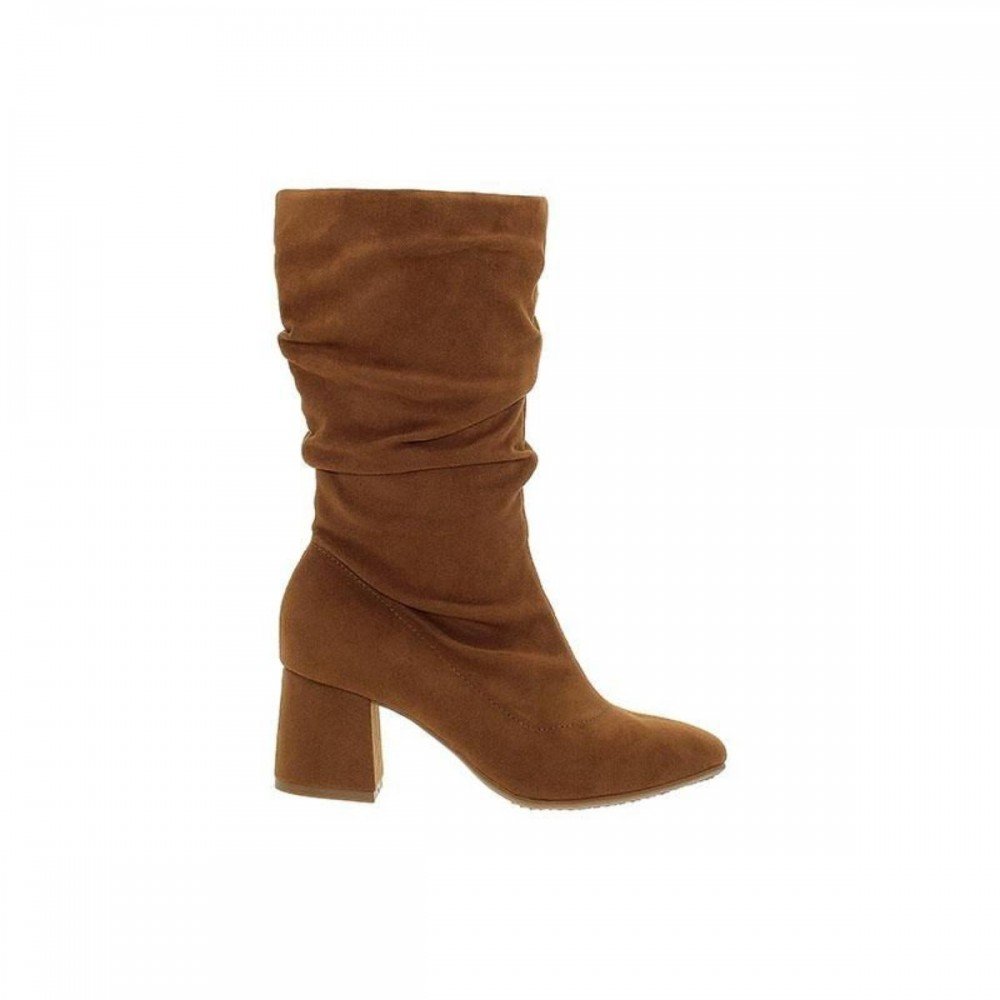 Bota Beira Rio 9076.112 Salto Bloco Camurça Feminino Caramelo 4