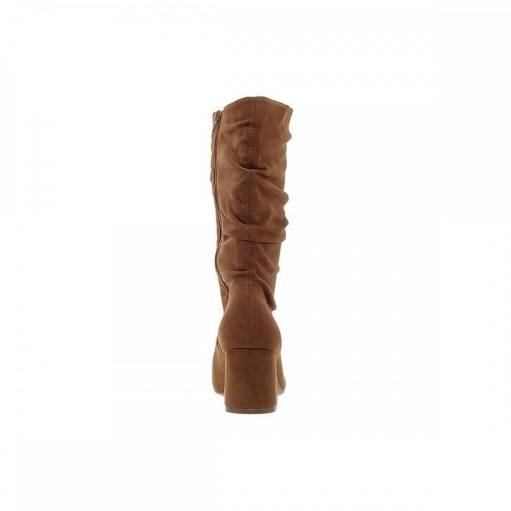 Bota Beira Rio 9076.112 Salto Bloco Camurça Feminino Caramelo 6