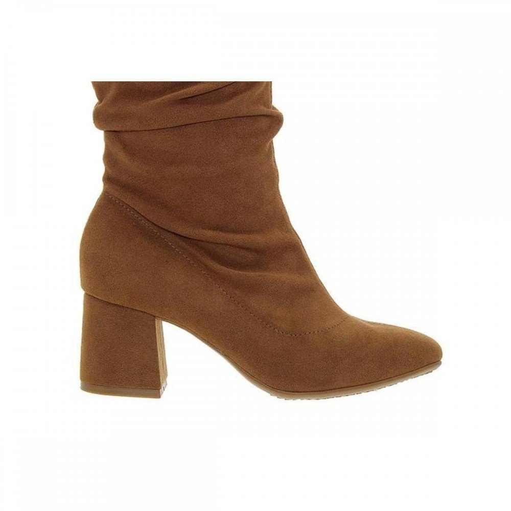 Bota Beira Rio 9076.112 Salto Bloco Camurça Feminino Caramelo 7