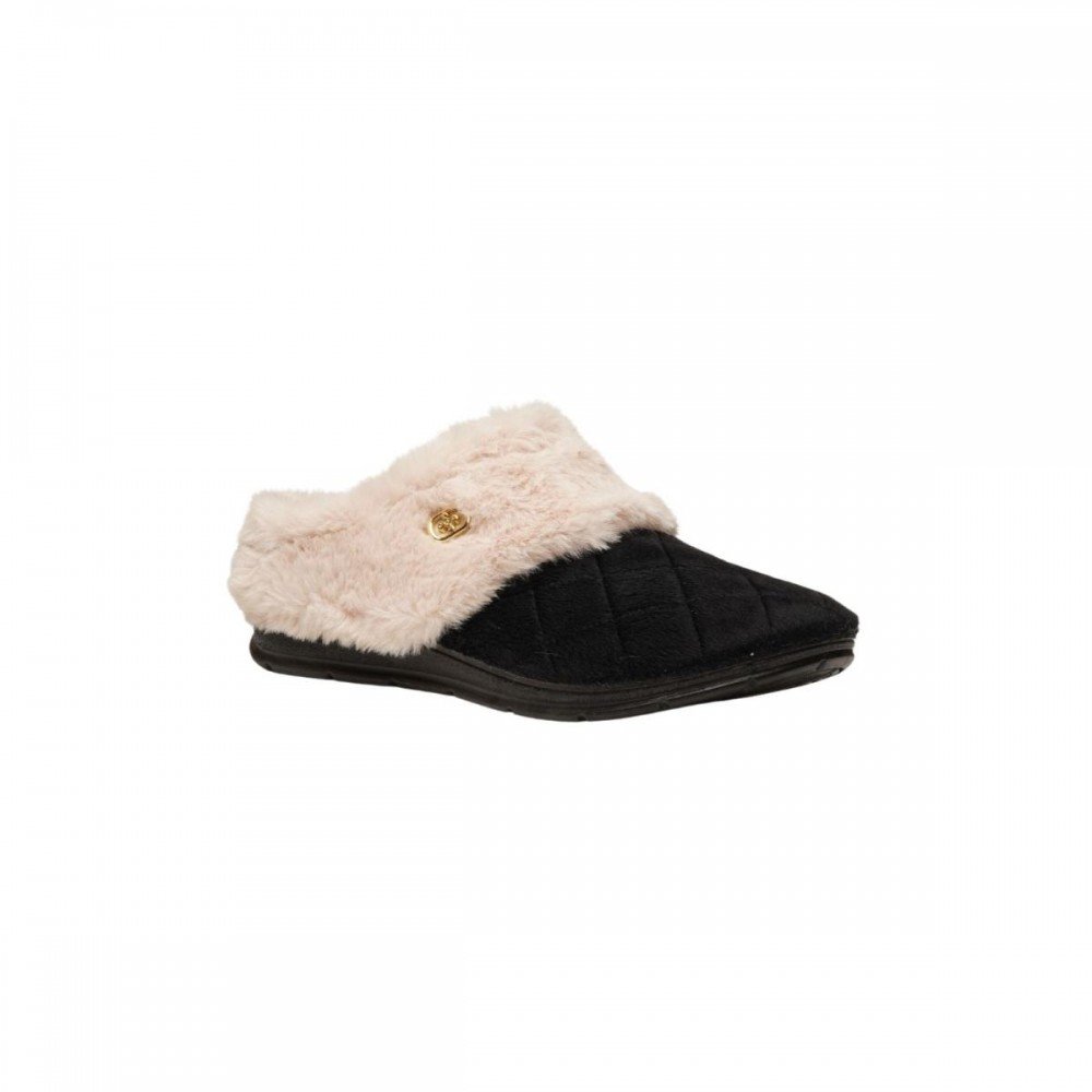 Pantufa Pegada 266017-03 Forrada Lã Pelo Feminino Preto 3