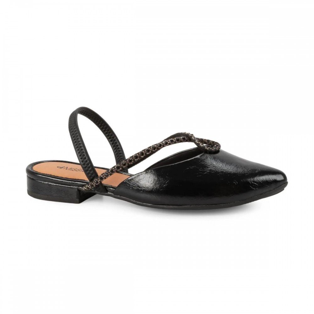 Sapato Mississipi J1551 Slingback Bico Fino Verniz Feminino