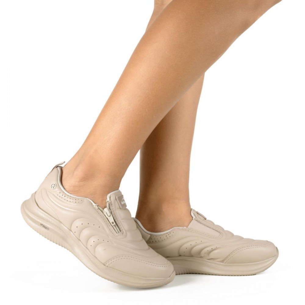 Tenis Kolosh K7032A-0007 Slip On Zíper Feminino Bege 3