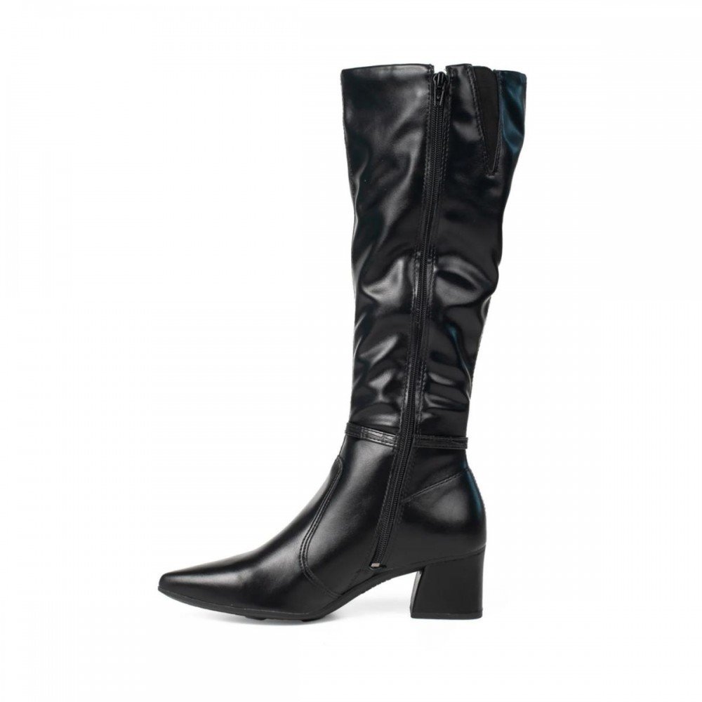 Bota Mississipi J1381 Salto Grosso Cano Longo Feminino Preto 2