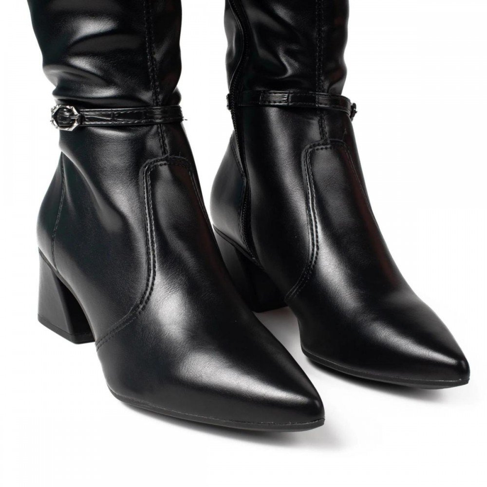 Bota Mississipi J1381 Salto Grosso Cano Longo Feminino Preto 5