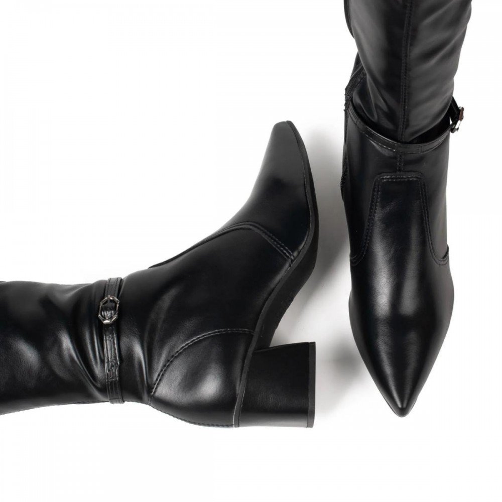 Bota Mississipi J1381 Salto Grosso Cano Longo Feminino Preto 7