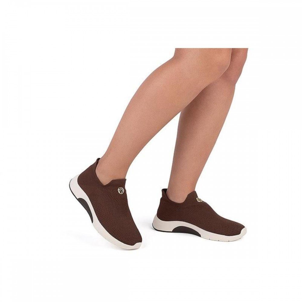 Tenis Modare 7378.222 Knit Calce Facil Feminino Marrom 2