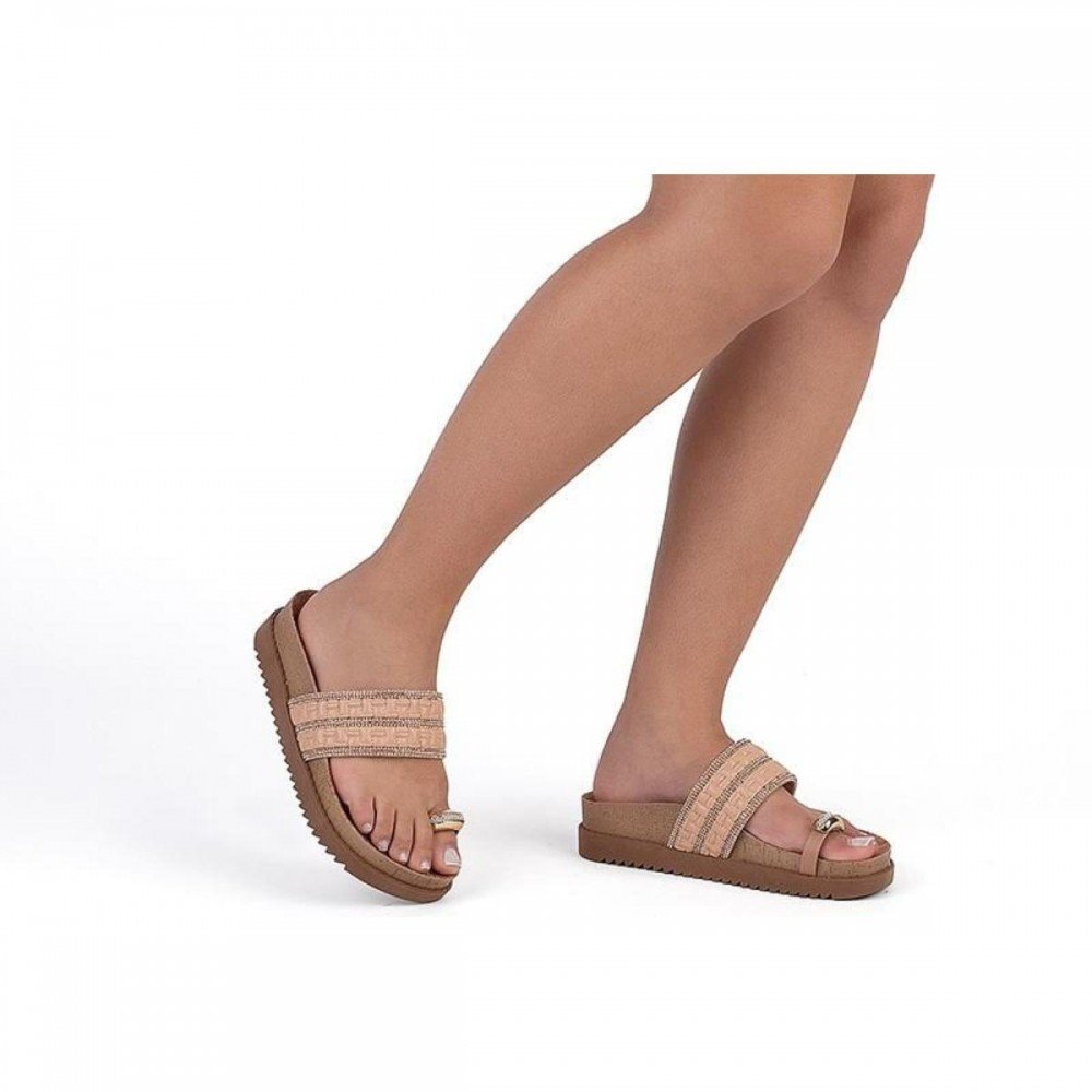 Chinelo Moleca 5500.324 Papete Anatômica Feminino Bege 2