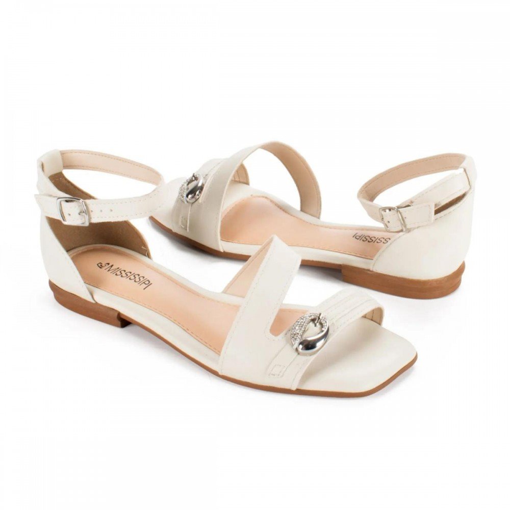 Sandalia Mississipi J2283 Rasteira Feminino Branco 3