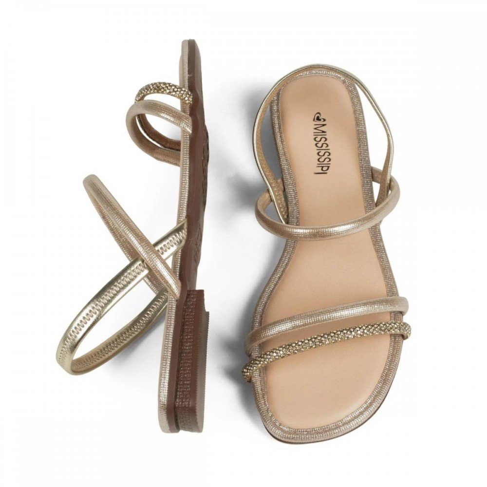 Sandalia Mississipi J2781 Rasteira Feminino Dourado 7