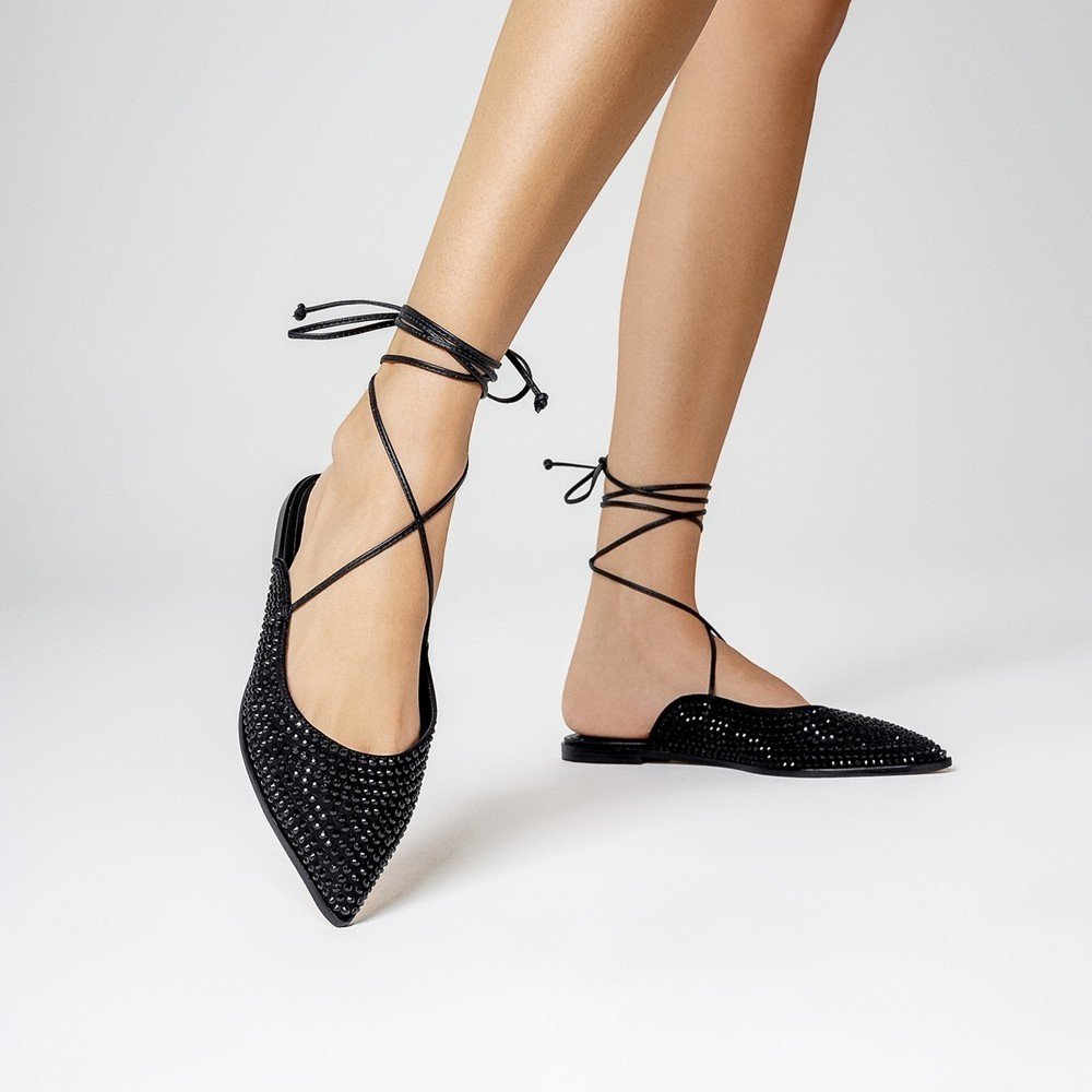 Sapatilha Slingback Cristal Black Carrano 710012 Preto 5