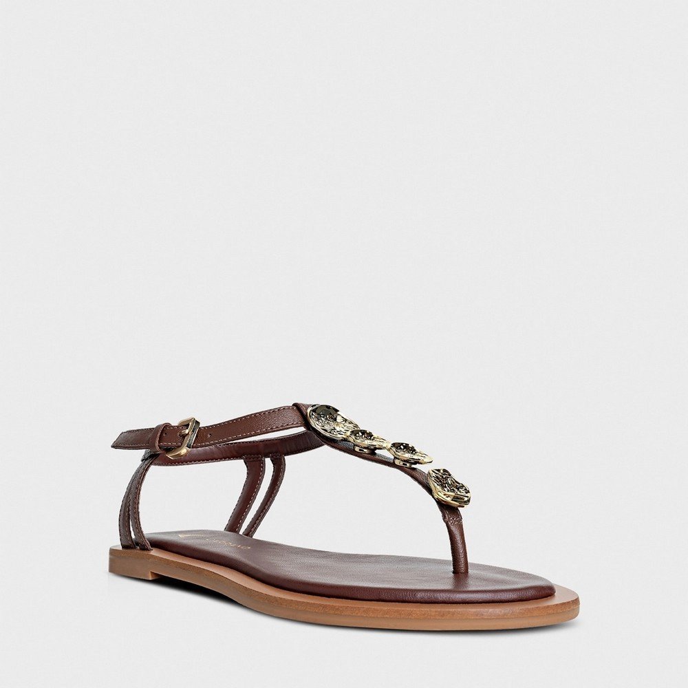 Rasteira Coin Couro Carrano 676026 Marrom 2