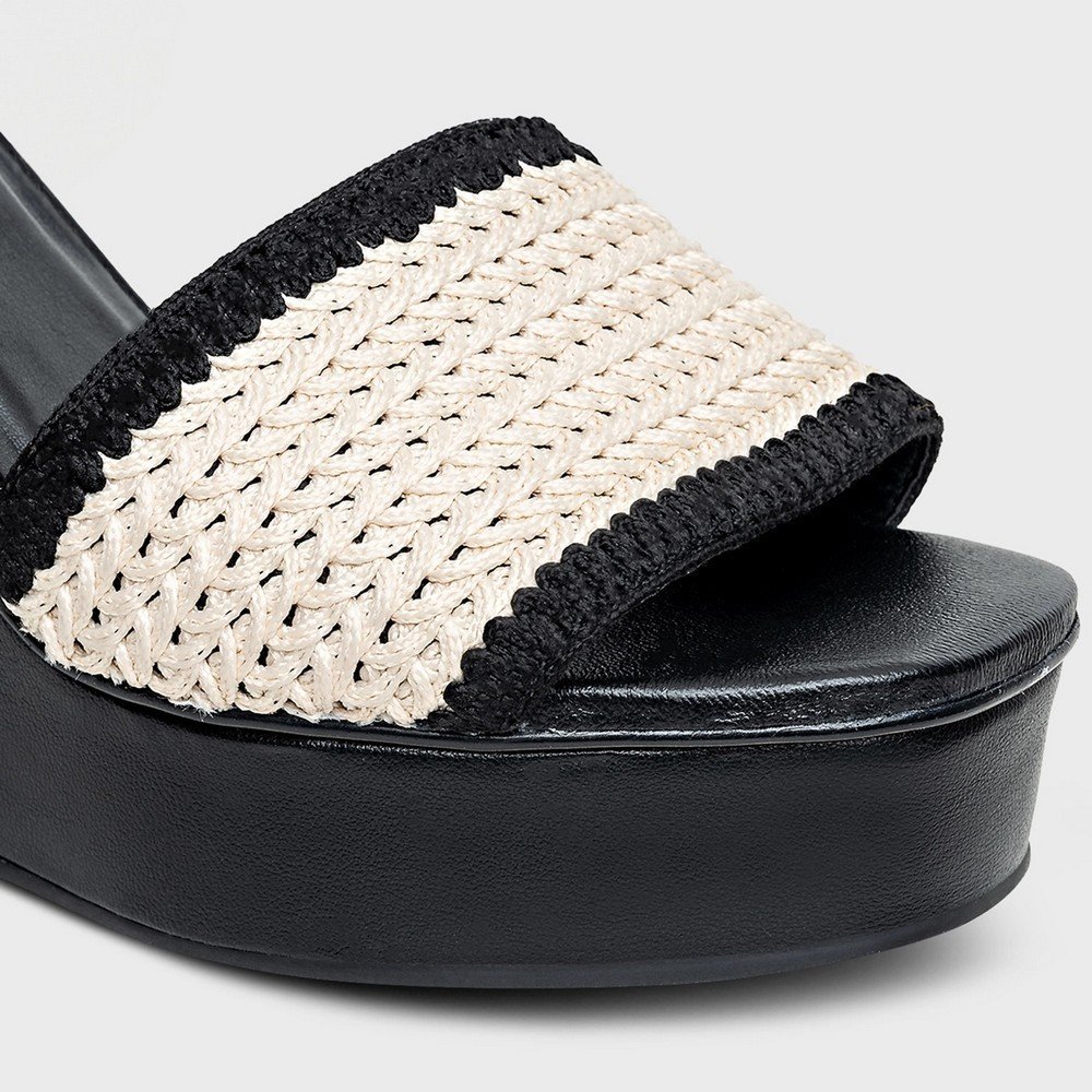 Sandália Anabela Bicolor Crochet e Couro Carrano 154113 Preto 4