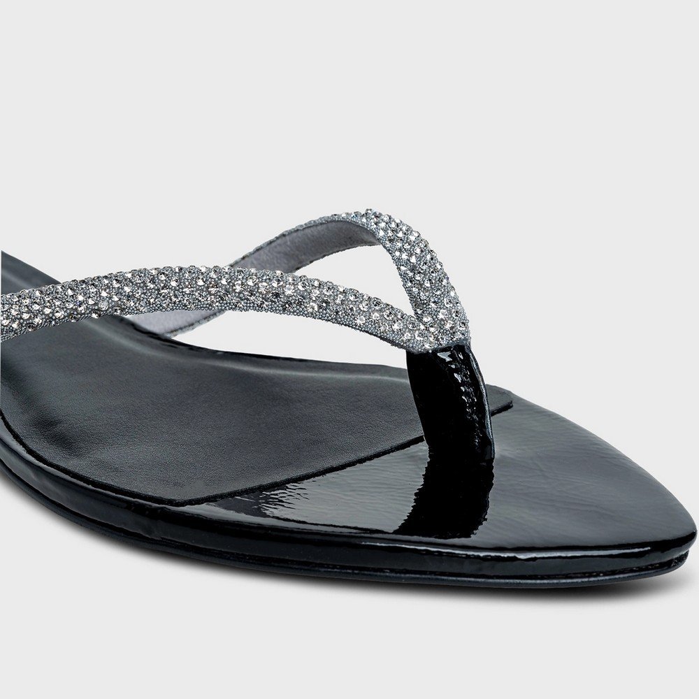 Chinelo Flat Thong Cristal Couro Carrano 239028 Preto 4